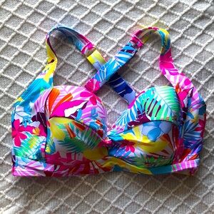 Plus Size Flower Print Bikini Top